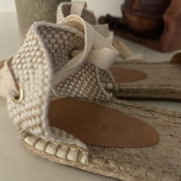 J. Crew Dorsey Lace up Cream Canvas Espadrille Flats - Picture 10 of 12
